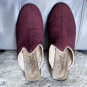 Sabah Baba Mules Women's Sz 40 US 9 Slip-On Shoes Leather Burgundy Turkey Made